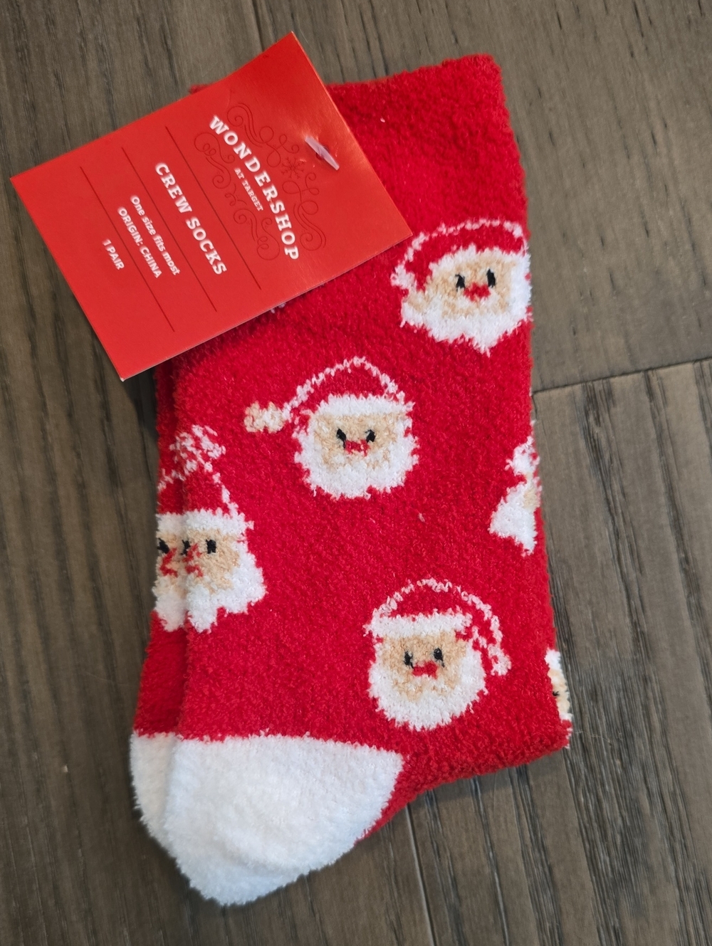 Wondershop Red Santa Pattern Kids Crew Socks
